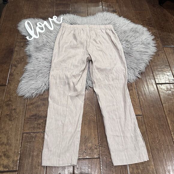 J Jill Linen Cropped Pants Stretch Khaki Ankle Button Details Size Small New - Picture 3 of 7